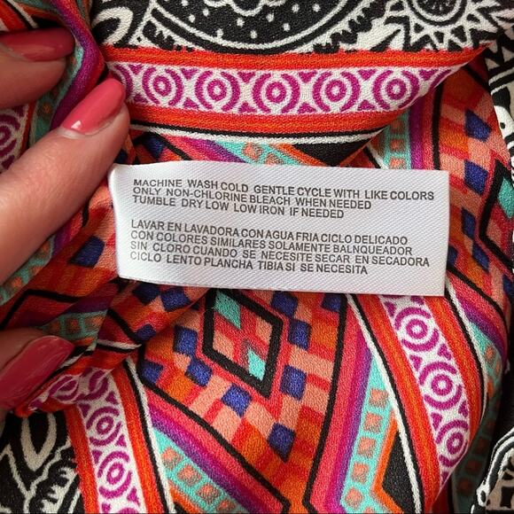 By Design Black & Pink Patterned Blouse Size L - Picture 7 of 12